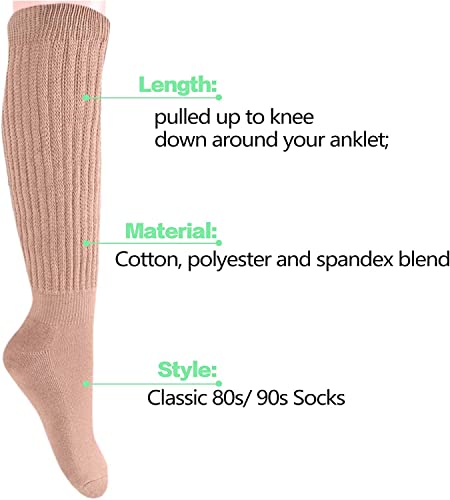 Funny Beige Socks for Women Teen Girls, Beige Slouch Socks, Beige Scrunch Socks, Thick Long High Knit Socks, Gifts for the 80s 90s, Vintage Solid Color Socks