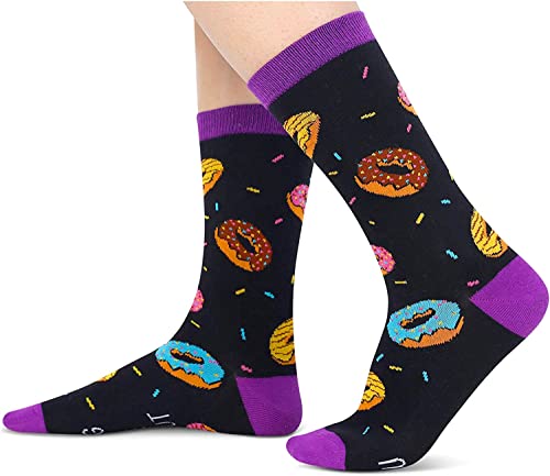 Women's Donut Socks, Donut Theme Socks, Donut Gifts, Gift Ideas For Wife Mom Grandma, Novelty Donut Lovers Gifts, If You Can Read This Socks, Food Socks