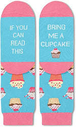 Funny Cupcake Socks for Unisex Adult Who Love Cupcake, Novelty Cupcake Gifts,Men Women Gag Gifts, Gifts for Cupcake Lovers, Funny Sayings If You Can Read This, Bring Me A Cupcake Socks