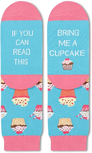 Funny Cupcake Socks for Unisex Adult Who Love Cupcake, Novelty Cupcake Gifts,Men Women Gag Gifts, Gifts for Cupcake Lovers, Funny Sayings If You Can Read This, Bring Me A Cupcake Socks