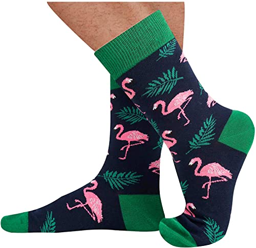 Men's Crazy Mid-Calf Knit Fashion Flamingo Socks Gifts for Bird Lovers