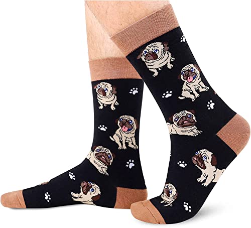 Men's Cute Thick Crew Stylish Pug Socks Gifts For Pug Lovers