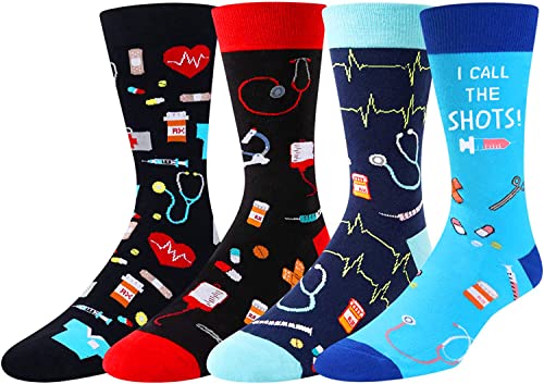 Men's Funny Cozy Medical Socks Gifts-4 Pack