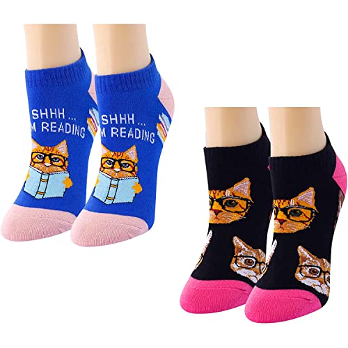 2 Pairs Women's Cat Socks Cat Gifts For Cat Lovers Mom Women