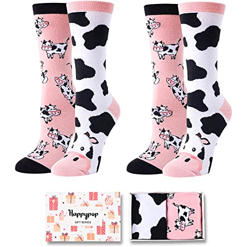 Cow Lover Gifts for Women Cow Gifts for Girl Lady Female Crazy Cow Socks 2 Pairs, Gift For Her, Gift For Mom