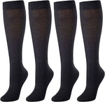 Women's Crazy Stacked Slouch Black Trendy Solid Color Socks Gifts-4 Pack