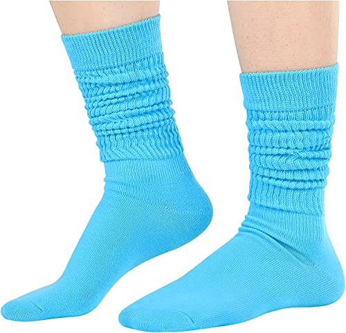 Fashion Vintage 80s Gifts, 90s Gifts, Extra Tall Heavy Socks, Fun Cute Colorful Slouch Socks for Women Girls, Scrunch Socks Women Cotton Long High Tube Socks 5 Pairs