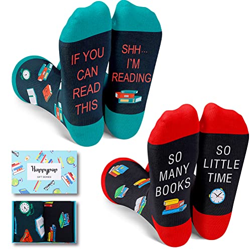 Women's Funny Cool Book Socks Gifts for Students-2 Pack