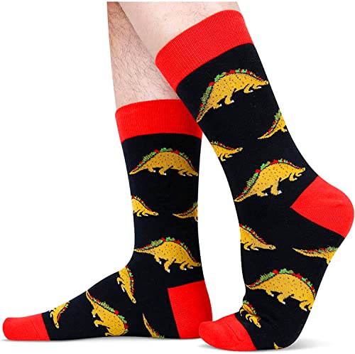 Men's Funny Knit Cute Tacosaurus Socks Gifts for Taco Lovers