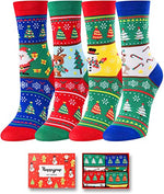 Santa Socks, Best Secret Santa Gifts, Funny Children Christmas Socks, Stocking Stuffers, Holiday Socks for Boys Girls, Christmas Presents, Xmas Gifts, Novelty Christmas Gifts for Kids, Gifts for 7-10 Years Old