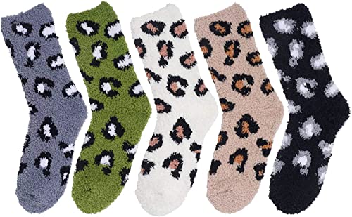 Women's Cozy Fuzzy Fluffy Colorful Slipper Cartoon Pattern Socks Gifts-5 Pack