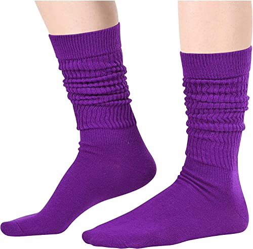 Novelty Purple Slouch Socks For Women, Purple Scrunch Socks For Girls, Cotton Long Tall Tube Socks, Fashion Vintage 80s Gifts, 90s Gifts, Women's Purple Socks