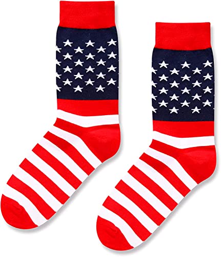 Men's Novelty Red Pop American Flag Socks Dad Gifts