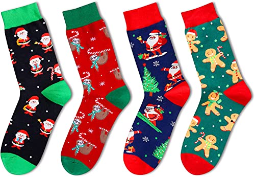 Funny Gnome Sloth Gingerbread Socks for Men, Stocking Stuffers, Novelty Christmas Gifts for Him, Best Secret Santa Gifts, Holiday Gifts, Xmas Gifts, Christmas Presents