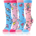 Mermaid Lover Gifts for Girls Mermaid Gifts for Children Fun Girls Novelty Mermaid Socks Knee High, Gifts for 4-7 Years Old Girls