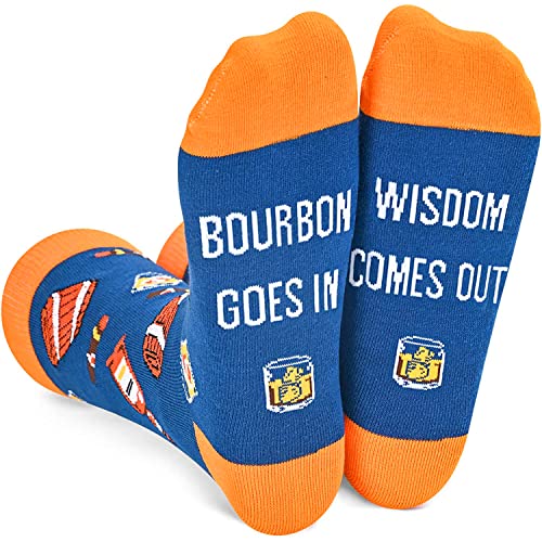 Bourbon Socks for Men Women,Funny Novelty Gifts for Bourbon and Whiskey Drinkers, Unisex Drinking Socks