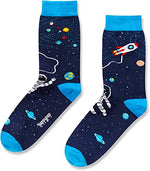 Astronaut Socks, Crazy Socks Fun Astronaut Print Novelty Crew Socks for Men, Astronaut Gifts, Outer Space Lover Gift