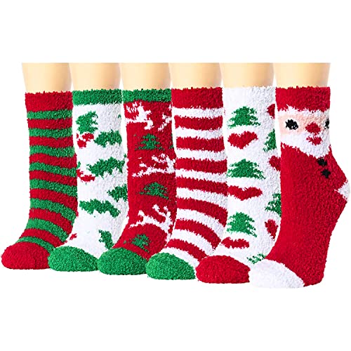 Women's Novelty Cozy Fuzzy Anti-Slip Fluffy Slipper Christmas Socks Gifts