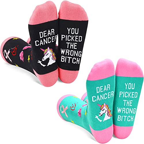 Women's Novelty Crazy Cancer Socks Chemo Patient Gifts-2 Pack