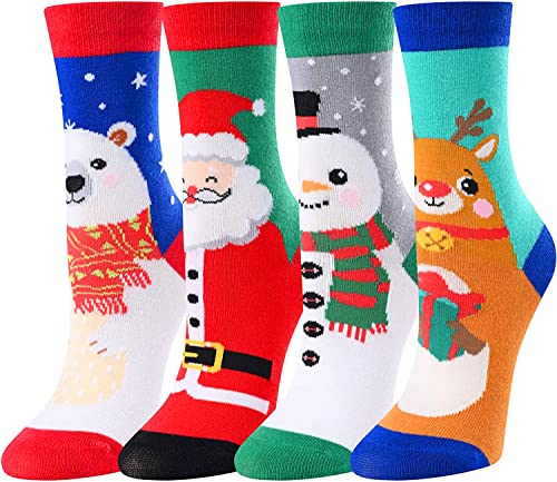 Funny Children Christmas Socks, Holiday Socks for Boys Girls 4 5 6 7 Years Old, Santa Socks, Stocking Stuffers, Novelty Christmas Gifts for Kids, Best Secret Santa Gifts, Xmas Gifts