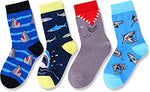 4 Pairs Fun Shark Gifts for Boys Gifts for Kids Who Love Shark Cute Boy's Shark Socks, Gift for 4-7 Years Old Boys