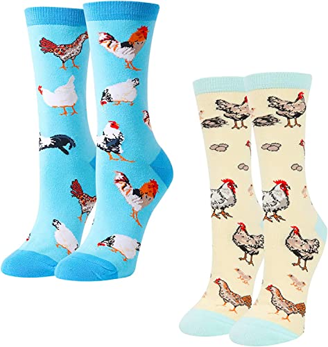 Women's Crazy Funny Chicken Socks Gifts for Chicken Lovers-2 Pack