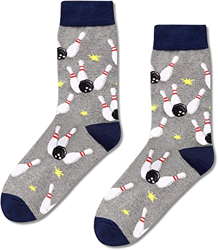 Men's Novelty Gray Funny Bowling Socks Gifts for Bowling Lovers
