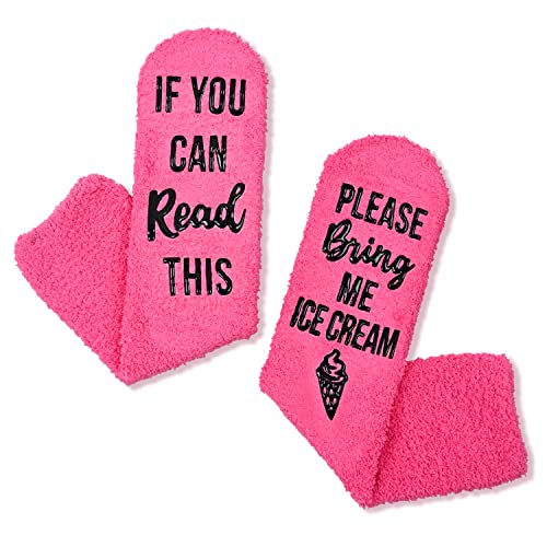 Funny Ice Cream Socks for Women Who Love Ice Cream, Novelty Ice Cream Gifts, Women's Gag Gifts, Gifts for Ice Cream Lovers, Funny Sayings If You Can Read This, Please Bring Me Ice Cream Socks