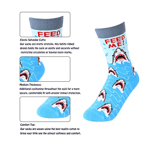 Boy's Novelty Funny Shark Socks Gifts for Shark Lovers-2 Pack