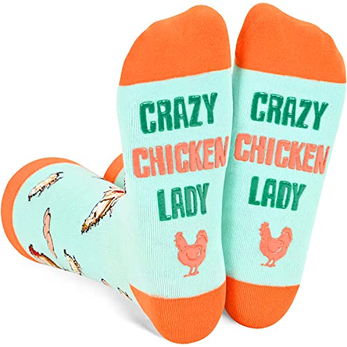 Funny Saying Chicken Gifts for Women,Crazy Chicken Lady,Novelty Chicken Print Socks, Anniversary Gift, Gift For Her, Gift For Wife