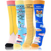 Kids' Funny Knee High Long Knit Cozy School Socks for Students-4 Pack