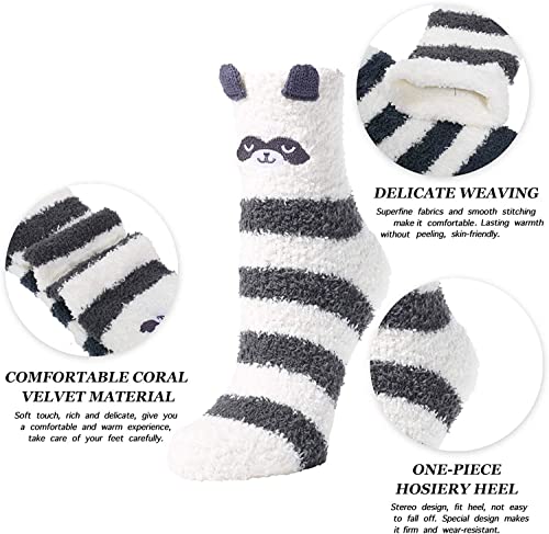 5 Pack Fuzzy Cat Paw Socks for Women Girls Gifts Cute Fun Cozy Fluffy  Winter Warm Slipper Cat Socks