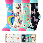 Girl's Crazy Crew Wacky Animals Socks Gifts for Animal Lovers-4 Pack