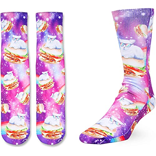 Women's Fun Tube Novelty Galaxy Cat Socks Gifts For Cat Lovers