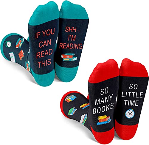 Women's Funny Cool Book Socks Gifts for Students-2 Pack
