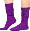 Funny Dark Purple Socks for Women Teen Girls, Dark Purple Slouch Socks, Dark Purple Scrunch Socks, Thick Long High Knit Socks, Gifts for the 80s 90s, Vintage Solid Color Socks