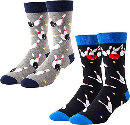 Men's Funny Cozy Bowling Socks Gifts for Bowling Lovers-2 Pack