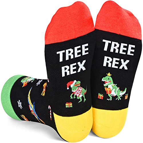 Xmas Gifts for Girls Boys, Christmas Socks, Dinosaur Socks, Christmas Vacation Gifts, Funny Christmas Gifts for Kids, Santa Gift Stocking Stuffer, Gifts for 7-10 Years Old