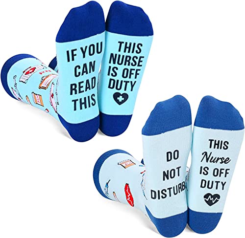 Unisex Funny Mid-Calf Knit Cozy Nurse Socks EMT Gifts-2 Pack