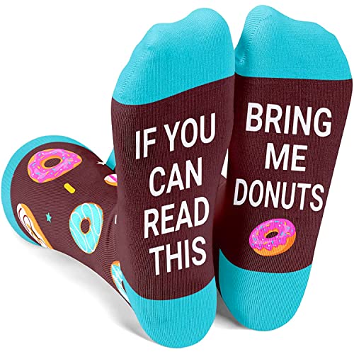 Funny Donut Socks for Men Who Love Donut, Novelty Donut Gifts, Men's Gag Gifts, Gifts for Donut Lovers, Funny Sayings If You Can Read This, Bring Me Donuts Socks