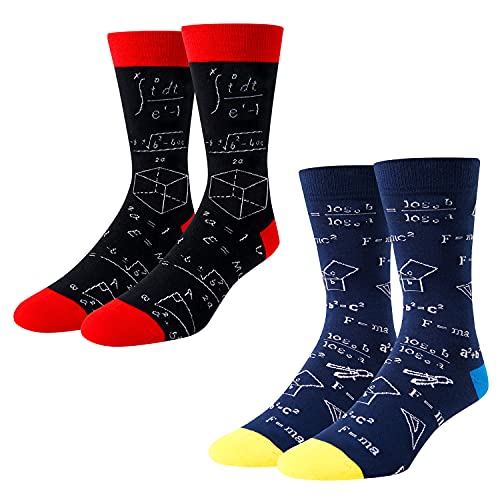 Men's Crazy Funny Math Socks Gifts for Math Teachers-2 Pack