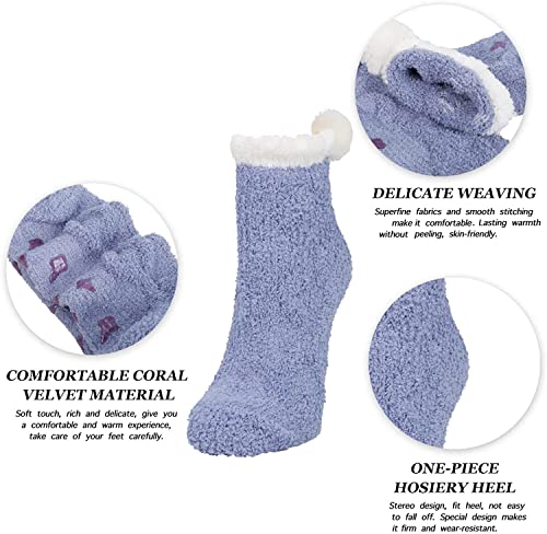 Women's Fluffy Socks, Fuzzy Socks for Girls, Warm Cozy Socks, Colorful Indoors Slipper Socks, Cozy Gifts for Women 4 Pairs