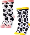 2 Pairs Women's Cow Socks Cow Gifts For Cow Lovers Mom Women Farmers Gift for Her