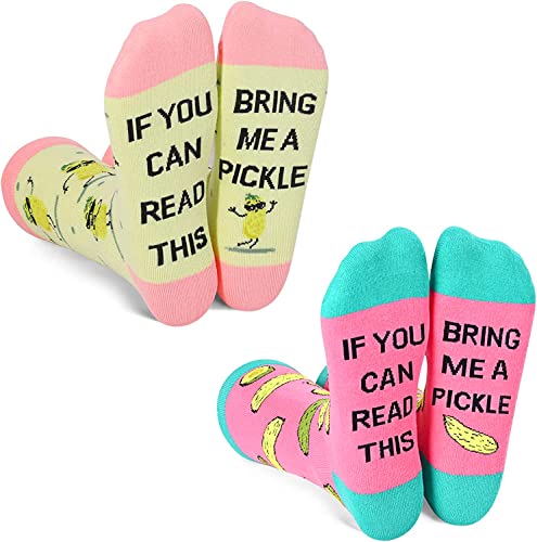 Women's Funny Cozy Pickle Socks Gifts for Pickle Lovers-2 Pack