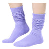 Women's Novelty Mid-Calf Stacked Warm Slouch Purple Thick Trendy Solid Color Socks