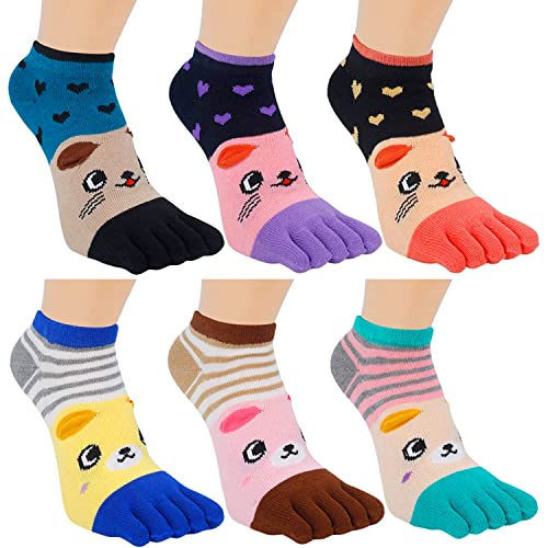 Animal Design Fashion Cotton Warm Winter Five Finger Cartoon Fuzzy Toe Socks
