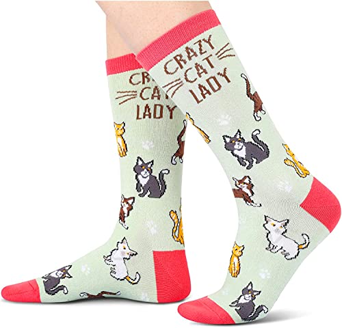 Funny Saying Cat Gifts for Women,Unique Cat Mom Gifts Novelty Cat Socks