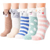 Women's Fuzzy Fluffy Slipper Foozy Animals Socks Gifts-5 Pack