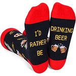 Unisex Funny Saying Socks for Women Men, I'd Rather Be Drinking Beer Socks, Novelty Gifts for Beer Drinkers