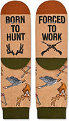 Unisex Funny Hunting Socks, Funny Gift for Hunters, Born To Hunt, Forced To Work Socks, Men and Women who Love to Hunt